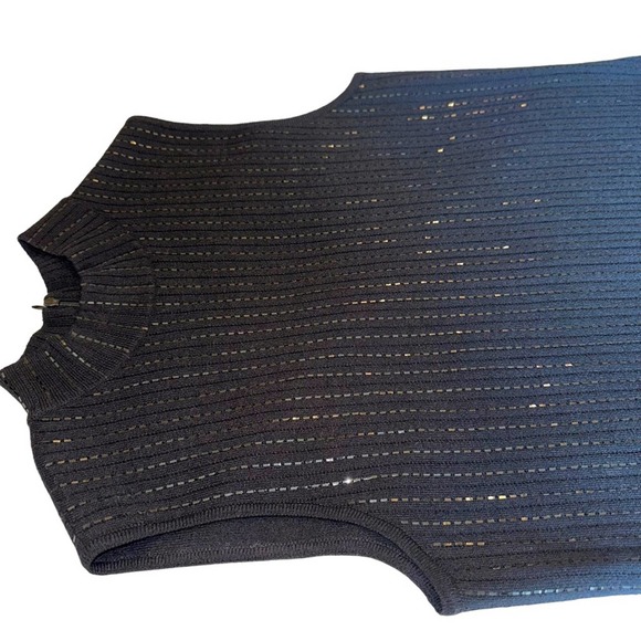 St John - sleeveless sequin black sweater Dress with mock turtleneck, size:12 - Picture 8 of 14